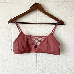 L*Space Mauve Pink Strappy Criss Cross Padded Bikini Top Swimwear Women's D/DD